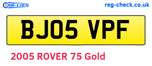 BJ05VPF are the vehicle registration plates.