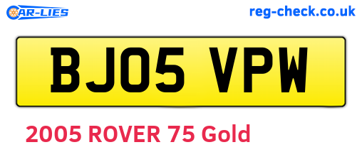 BJ05VPW are the vehicle registration plates.