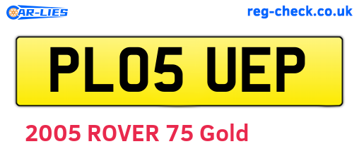 PL05UEP are the vehicle registration plates.