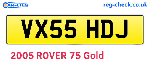 VX55HDJ are the vehicle registration plates.