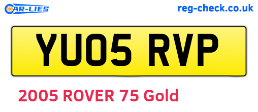 YU05RVP are the vehicle registration plates.
