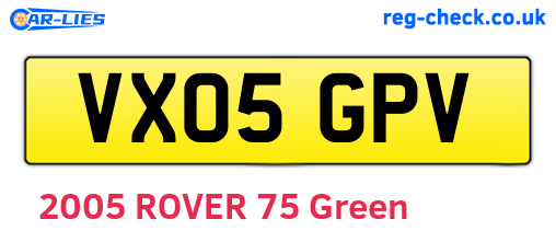 VX05GPV are the vehicle registration plates.