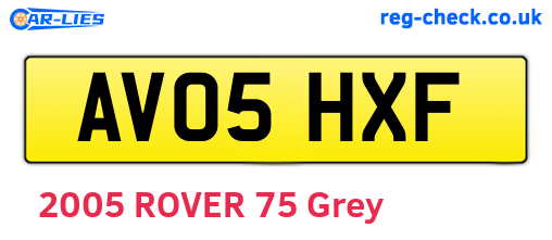 AV05HXF are the vehicle registration plates.
