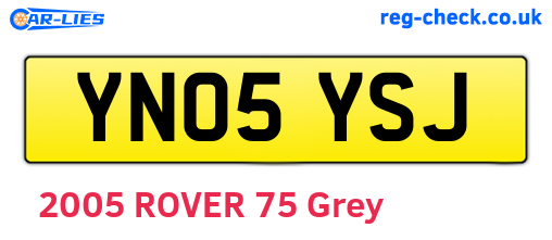 YN05YSJ are the vehicle registration plates.