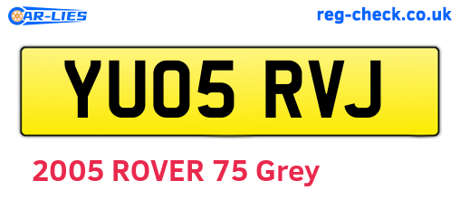 YU05RVJ are the vehicle registration plates.