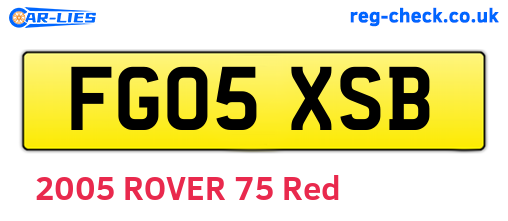 FG05XSB are the vehicle registration plates.
