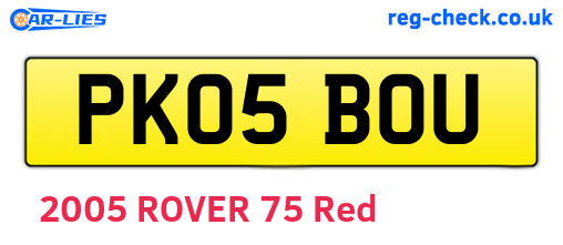 PK05BOU are the vehicle registration plates.