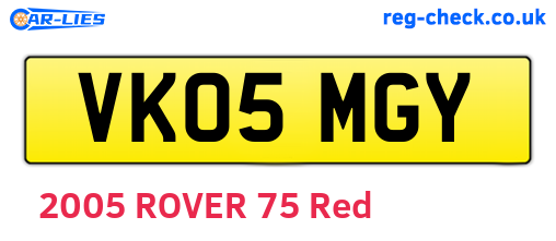 VK05MGY are the vehicle registration plates.