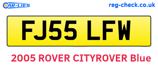 FJ55LFW are the vehicle registration plates.