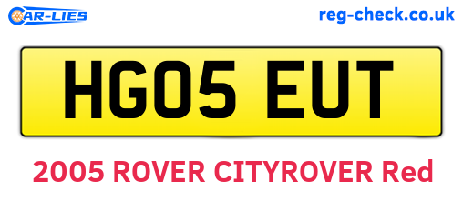 HG05EUT are the vehicle registration plates.
