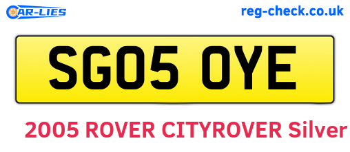 SG05OYE are the vehicle registration plates.