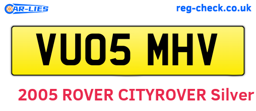VU05MHV are the vehicle registration plates.