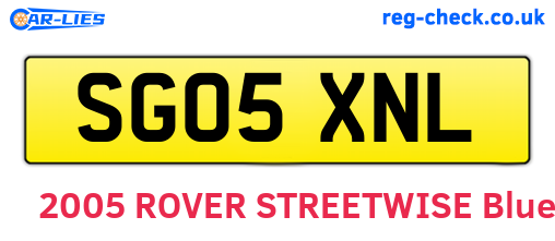 SG05XNL are the vehicle registration plates.