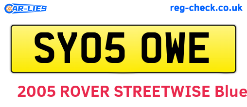 SY05OWE are the vehicle registration plates.