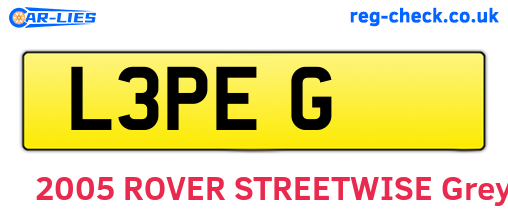 L3PEG are the vehicle registration plates.