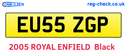EU55ZGP are the vehicle registration plates.