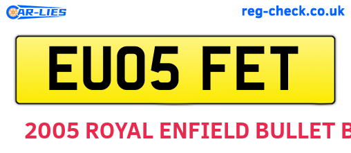 EU05FET are the vehicle registration plates.