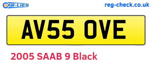 AV55OVE are the vehicle registration plates.