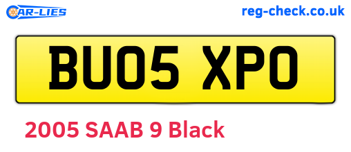 BU05XPO are the vehicle registration plates.