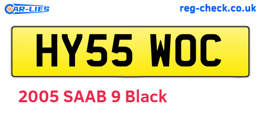 HY55WOC are the vehicle registration plates.