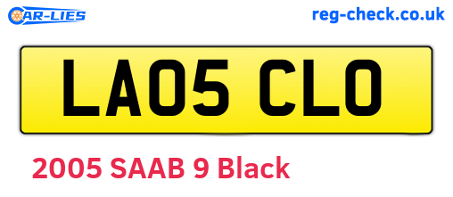 LA05CLO are the vehicle registration plates.