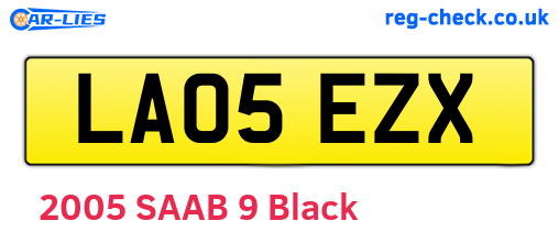 LA05EZX are the vehicle registration plates.