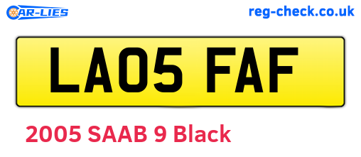 LA05FAF are the vehicle registration plates.
