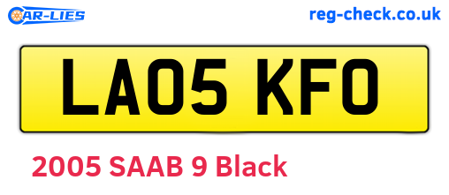 LA05KFO are the vehicle registration plates.