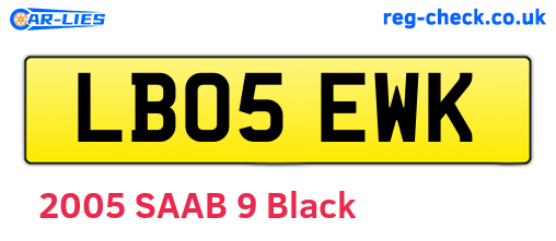 LB05EWK are the vehicle registration plates.
