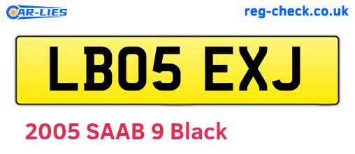 LB05EXJ are the vehicle registration plates.