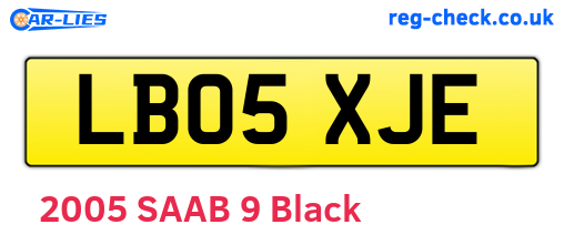 LB05XJE are the vehicle registration plates.