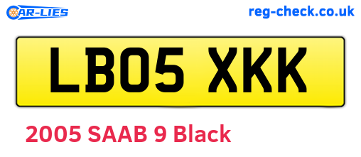 LB05XKK are the vehicle registration plates.
