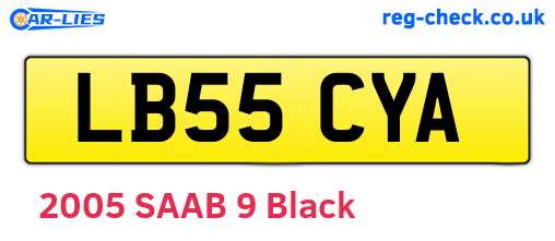 LB55CYA are the vehicle registration plates.