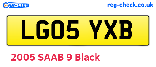 LG05YXB are the vehicle registration plates.