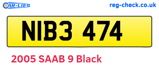 NIB3474 are the vehicle registration plates.