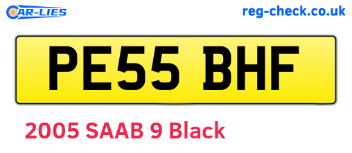 PE55BHF are the vehicle registration plates.