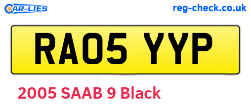 RA05YYP are the vehicle registration plates.