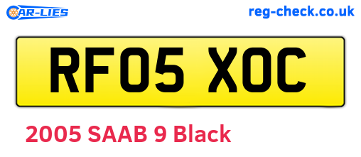 RF05XOC are the vehicle registration plates.