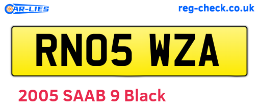 RN05WZA are the vehicle registration plates.