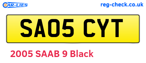 SA05CYT are the vehicle registration plates.