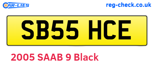 SB55HCE are the vehicle registration plates.