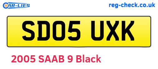 SD05UXK are the vehicle registration plates.