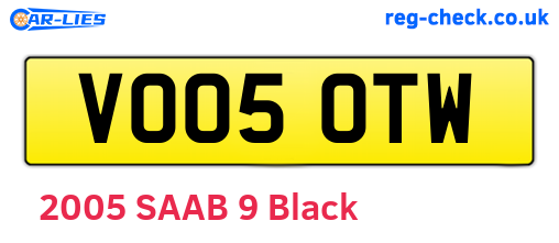 VO05OTW are the vehicle registration plates.