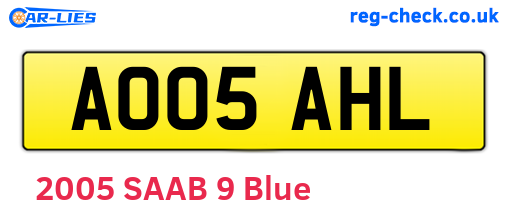 AO05AHL are the vehicle registration plates.