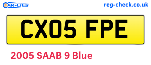 CX05FPE are the vehicle registration plates.