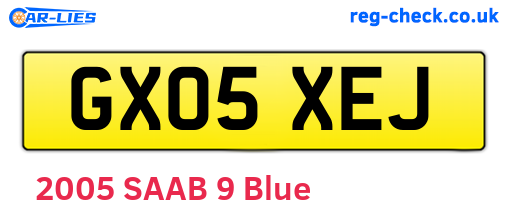 GX05XEJ are the vehicle registration plates.