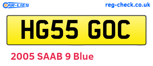 HG55GOC are the vehicle registration plates.