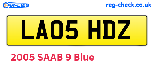 LA05HDZ are the vehicle registration plates.