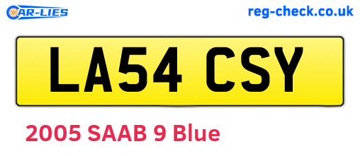 LA54CSY are the vehicle registration plates.