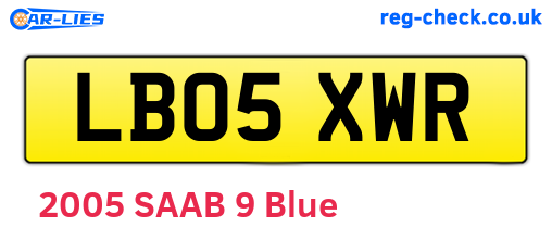 LB05XWR are the vehicle registration plates.